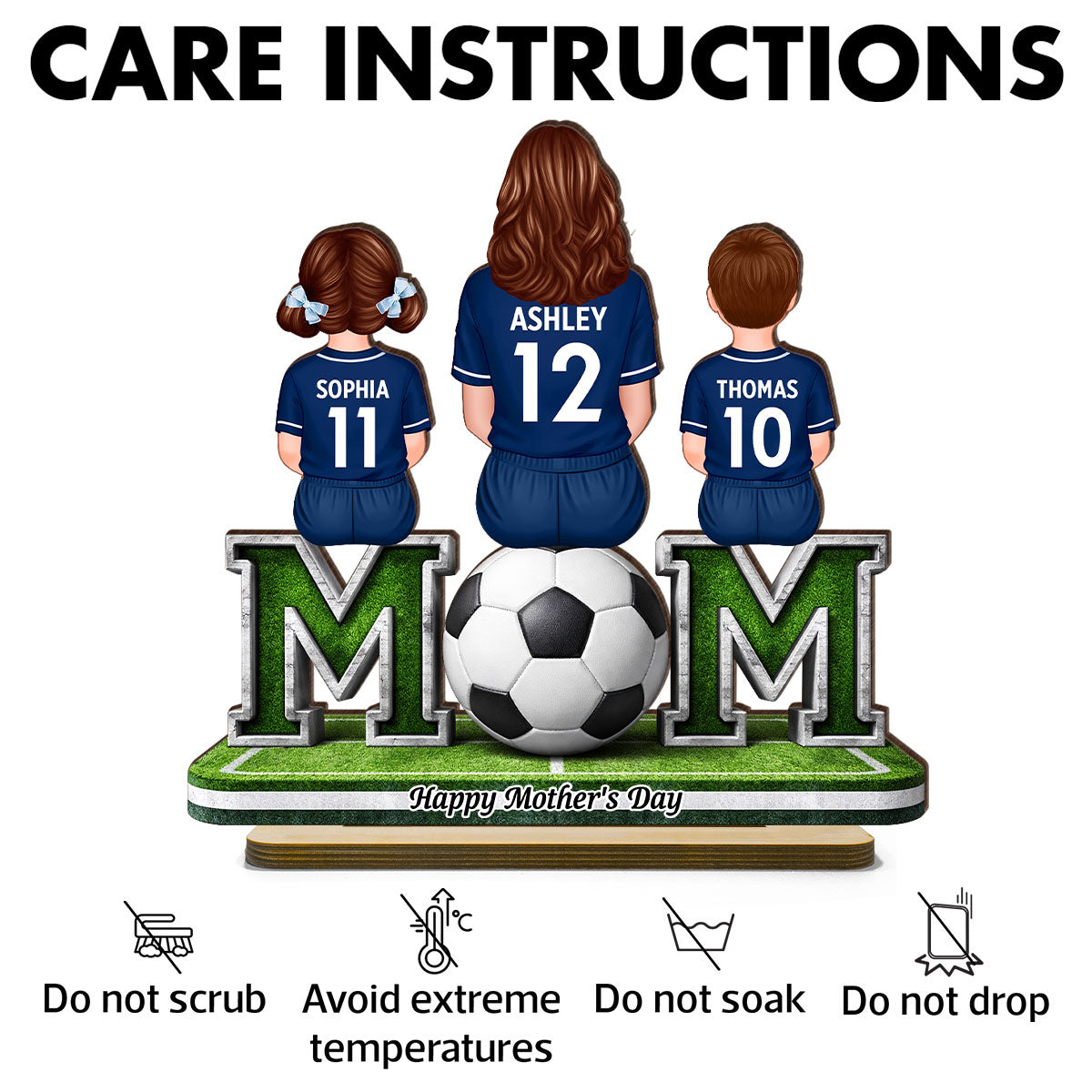 Soccer Mom And Kids Sitting Together - Personalized 2-Layered Wooden Plaque - Heartfelt Gift For Soccer Mom, Gift For Wife