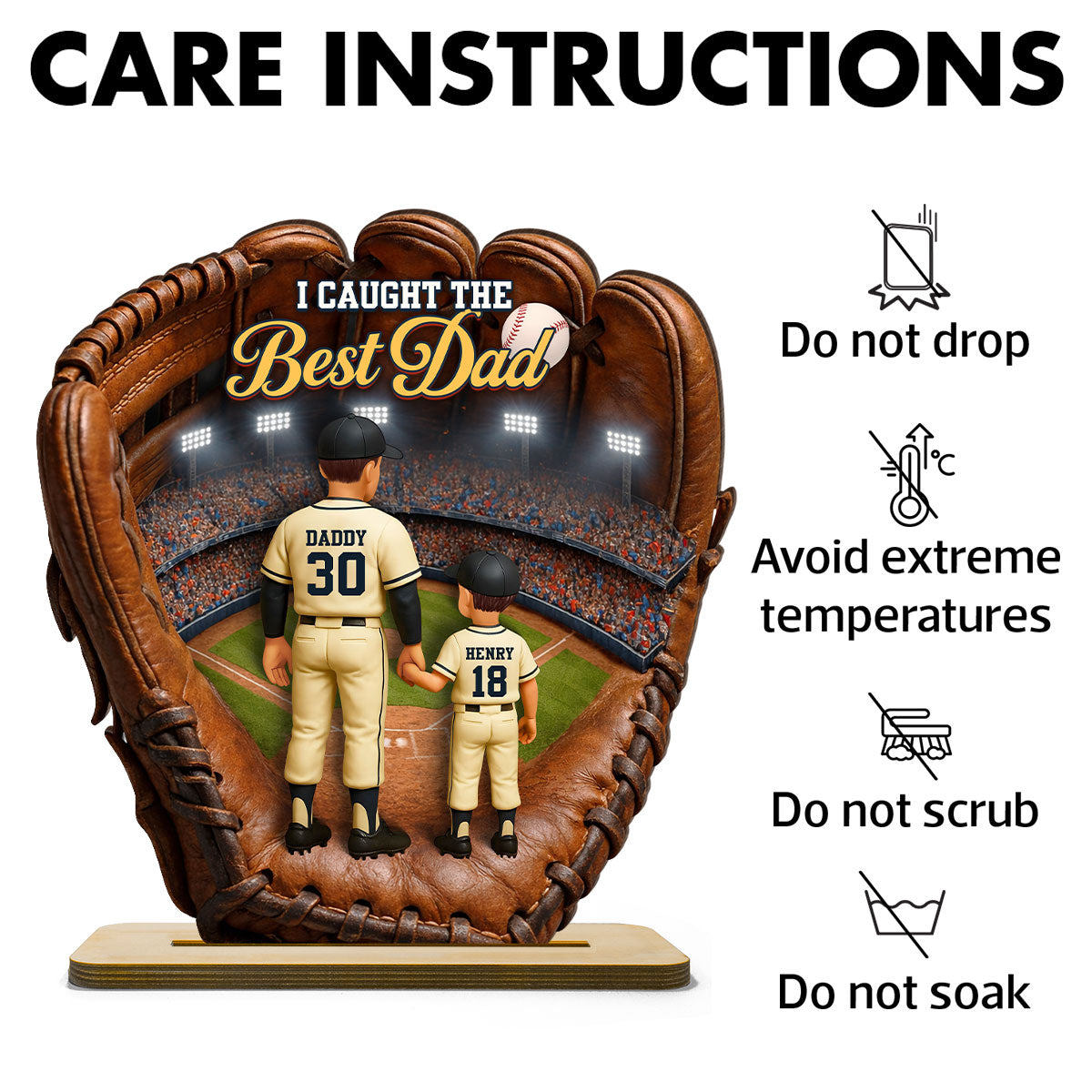 The Home Run Heart Baseball Dad Kids - Personalized 2-Layered Wooden Plaque - Gift For Dad