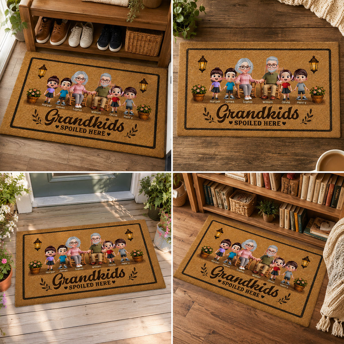 Grandkids Spoiled Here Grandparents & Grandkids - Personalized Doormat - Home Decor Gift For Grandparents
