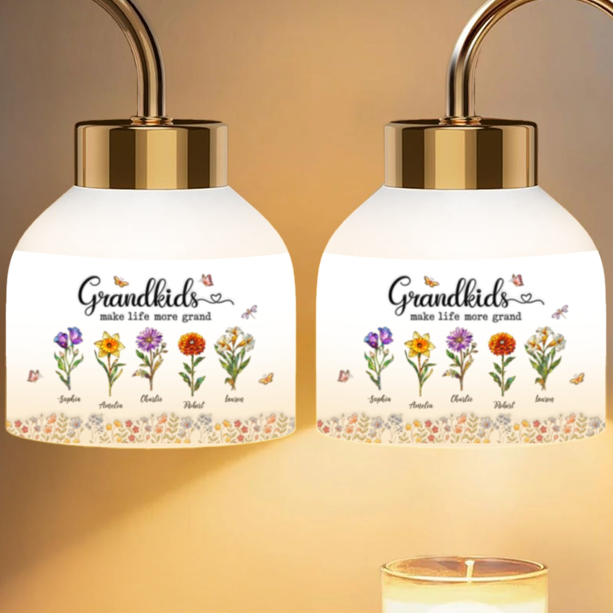 Grandkids Make My Life More Grand - Personalized Candle Warmer Lamp - Mother's Day Gift for Grandma, Mom, Wife