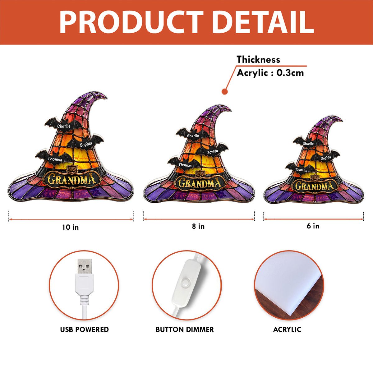 Grandma Witch Hat - Personalized Light Box - Halloween Decor for Grandma