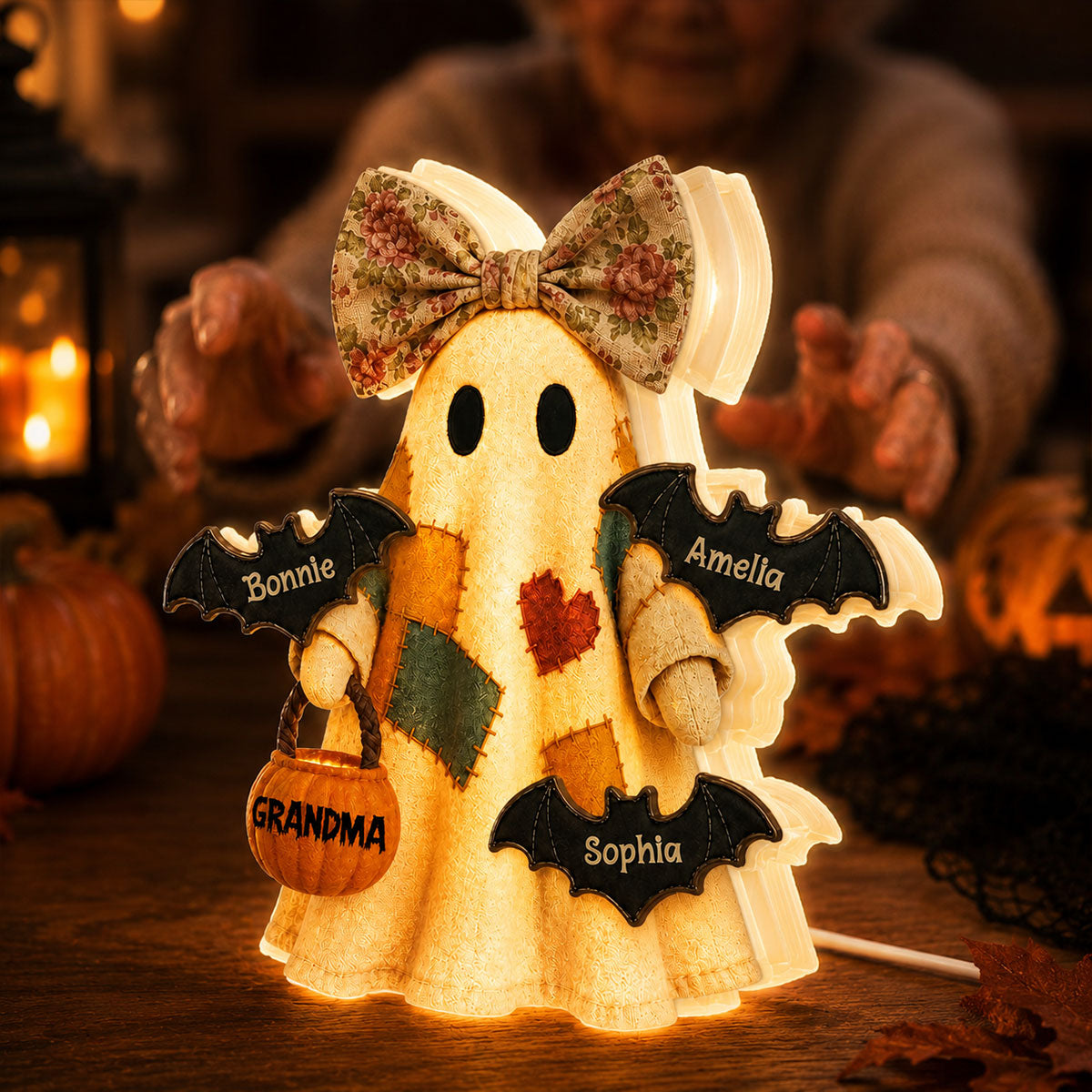 Vintage Patchwork Ghost Grandma - Personalized Light Box