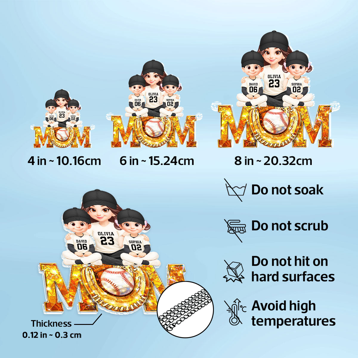 Baseball Mom And Kids Sitting We Caught The Best Mom - Personalized Suncatcher - Heartfelt Mother's Day Gift for Mom, Wife