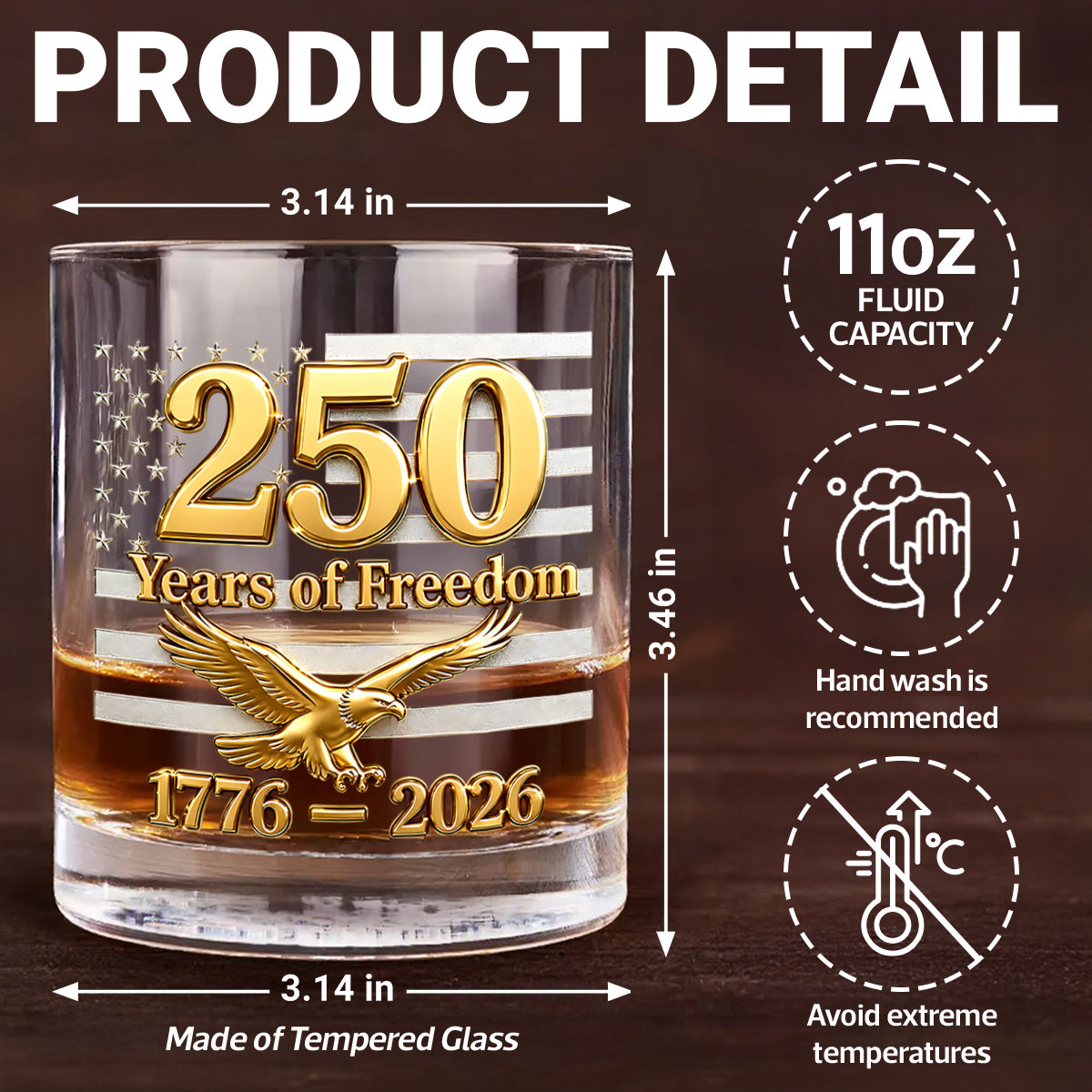 USA 250th Anniversary Daddy's Team Fist Bump - Personalized Whiskey Glass - Father's Day Gift for Dad, Husband
