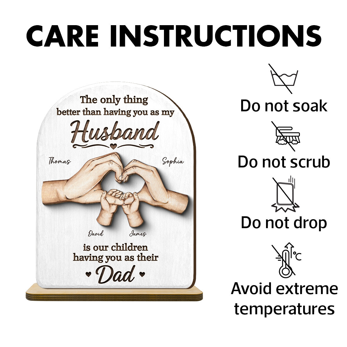 The Only Thing Having You As My Husband Family Hands - Personalized 2-Layered Wooden Plaque - Gift For Husband