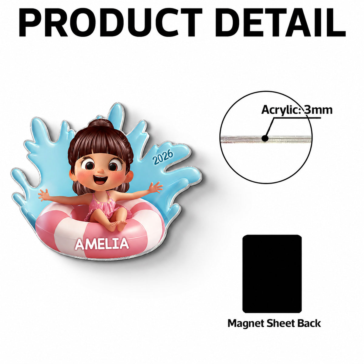 Cute Kid On Float - Personalized Cruise Ship Door Magnet - Cruise Trip Keepsake For Kids