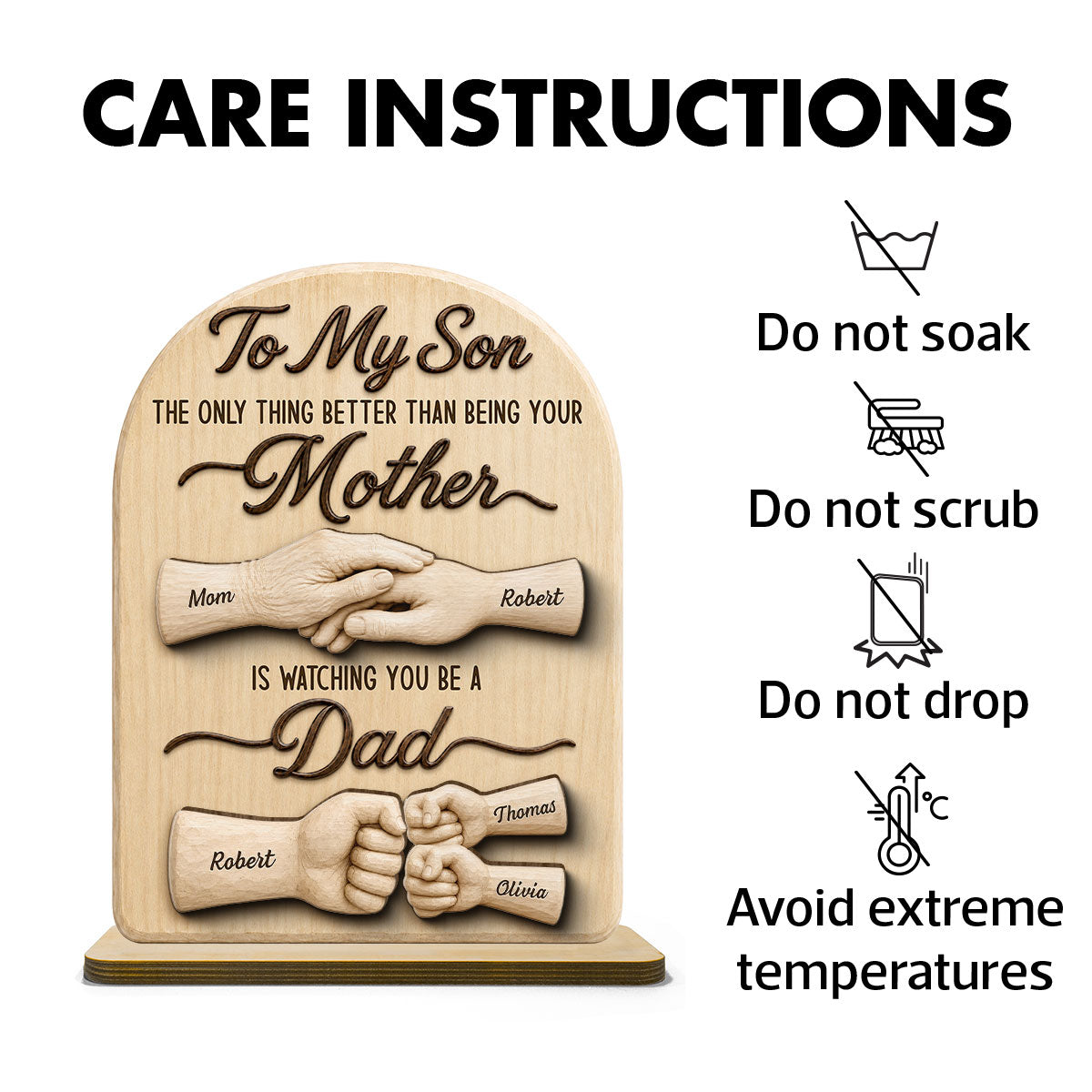 To My Son Watching You Be A Dad From Mom - Personalized 2-Layered Wooden Plaque - Gift For Son