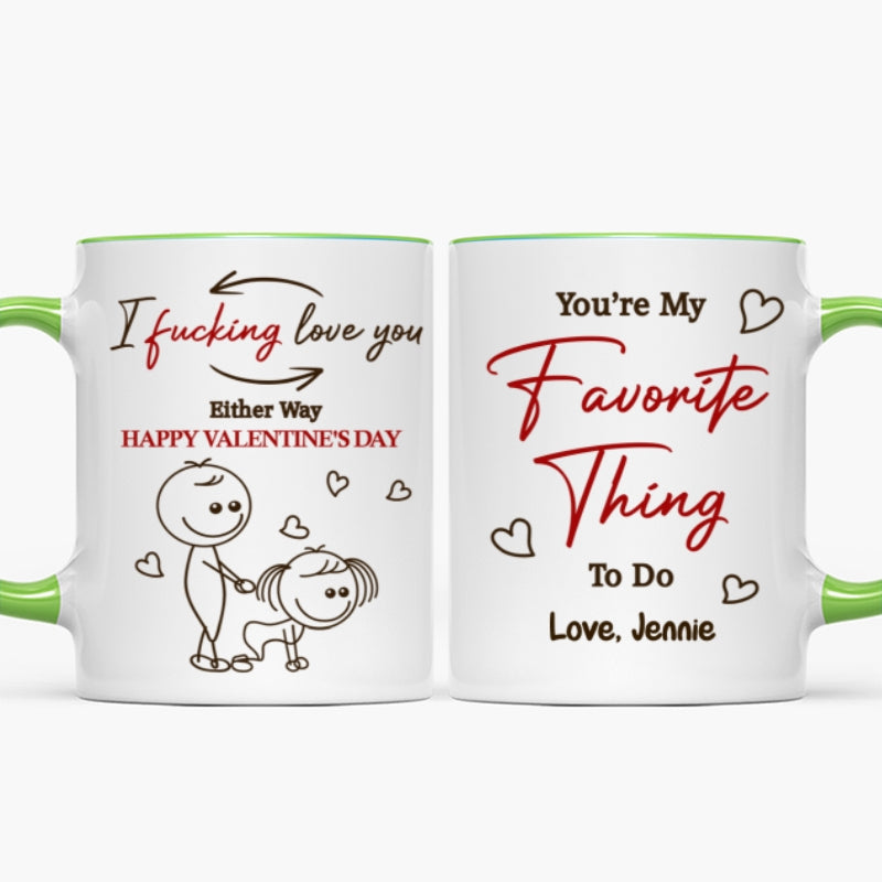I Fcking Love You Funny Inappropriate Stick Couple - Personalized Mug - Valentine's Day Gift For Him, For Her