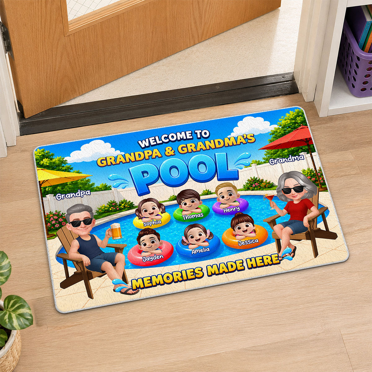 Welcome To Grandma Grandpa Pool Summer - Personalized Doormat - Gift For Grandparents, Summer Decoration