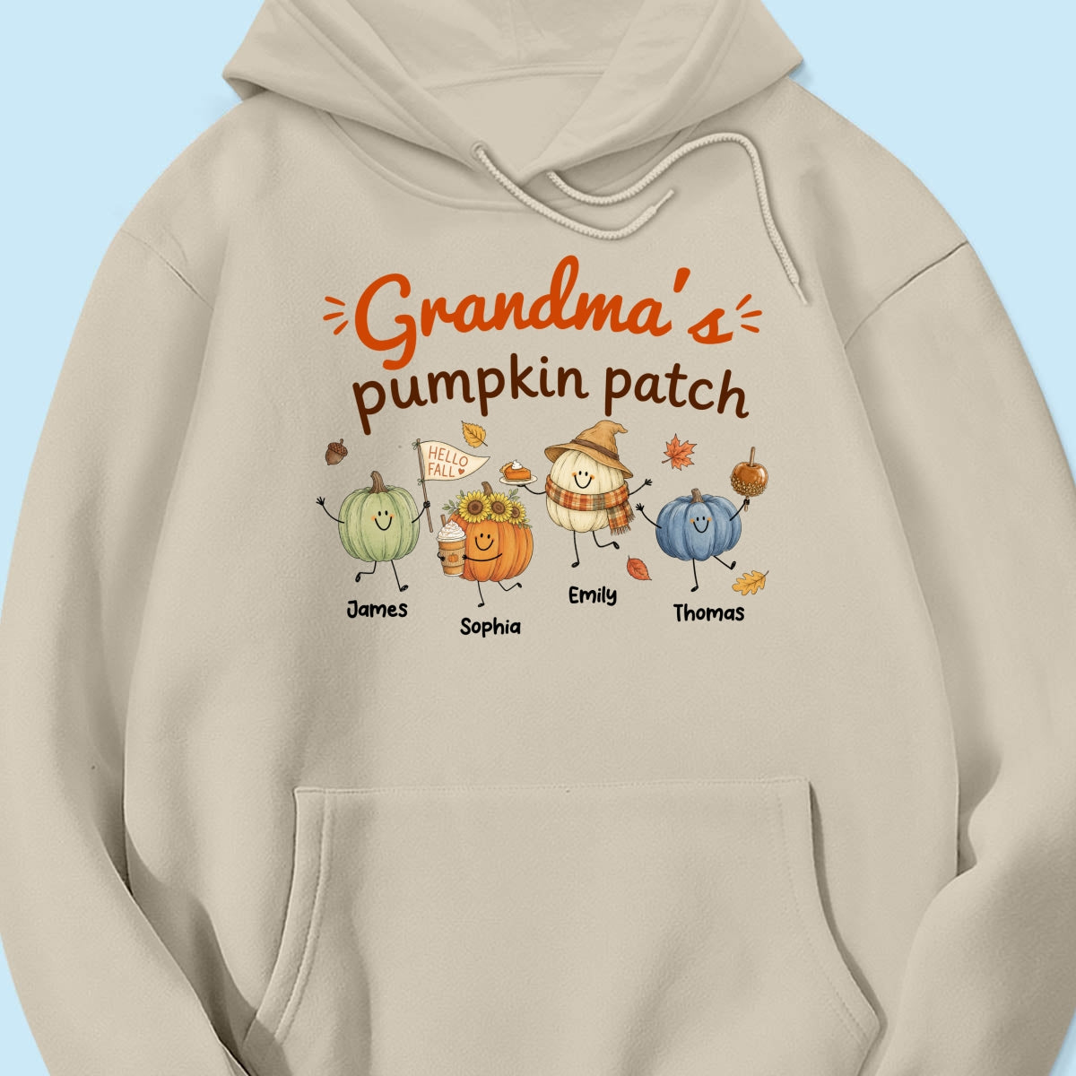 Grandma's Pumpkin Patch Cute Characters - Personalized Shirt - Fall Season Shirt For Grandma, Mom