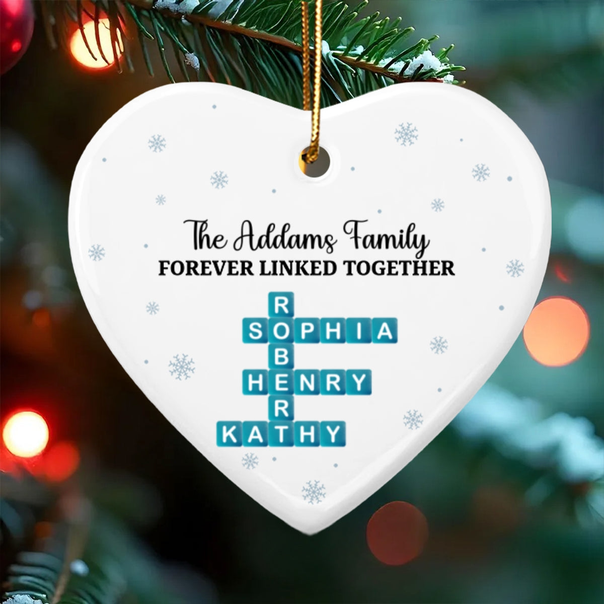 Family Name Crosswords Sea Glass - Personalized Ceramic Ornament - Heartwarming Festive Christmas Gift, Decor