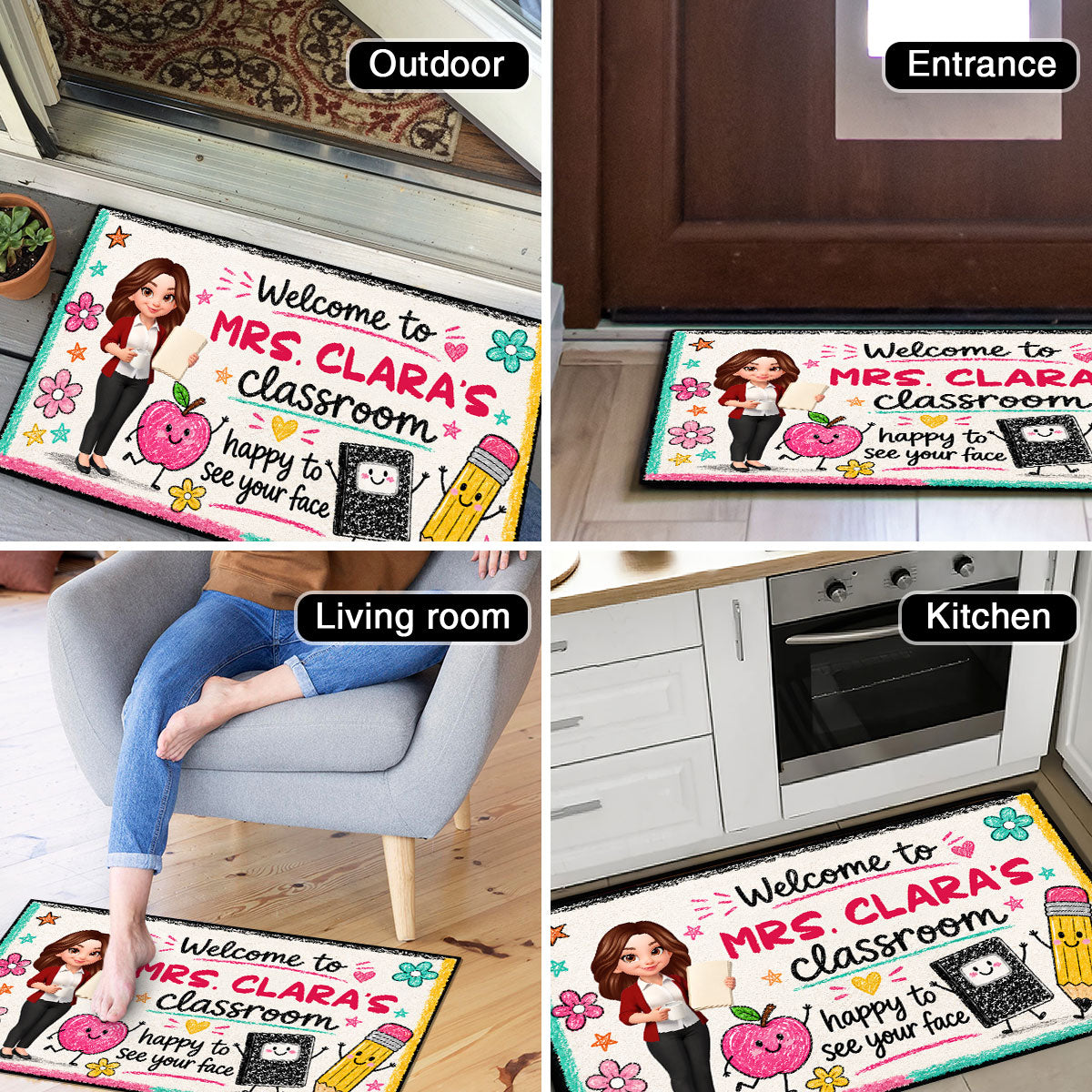 Happy to See Your Face Teacher's Classroom - Personalized Doormat - Back to School Decor for Teachers