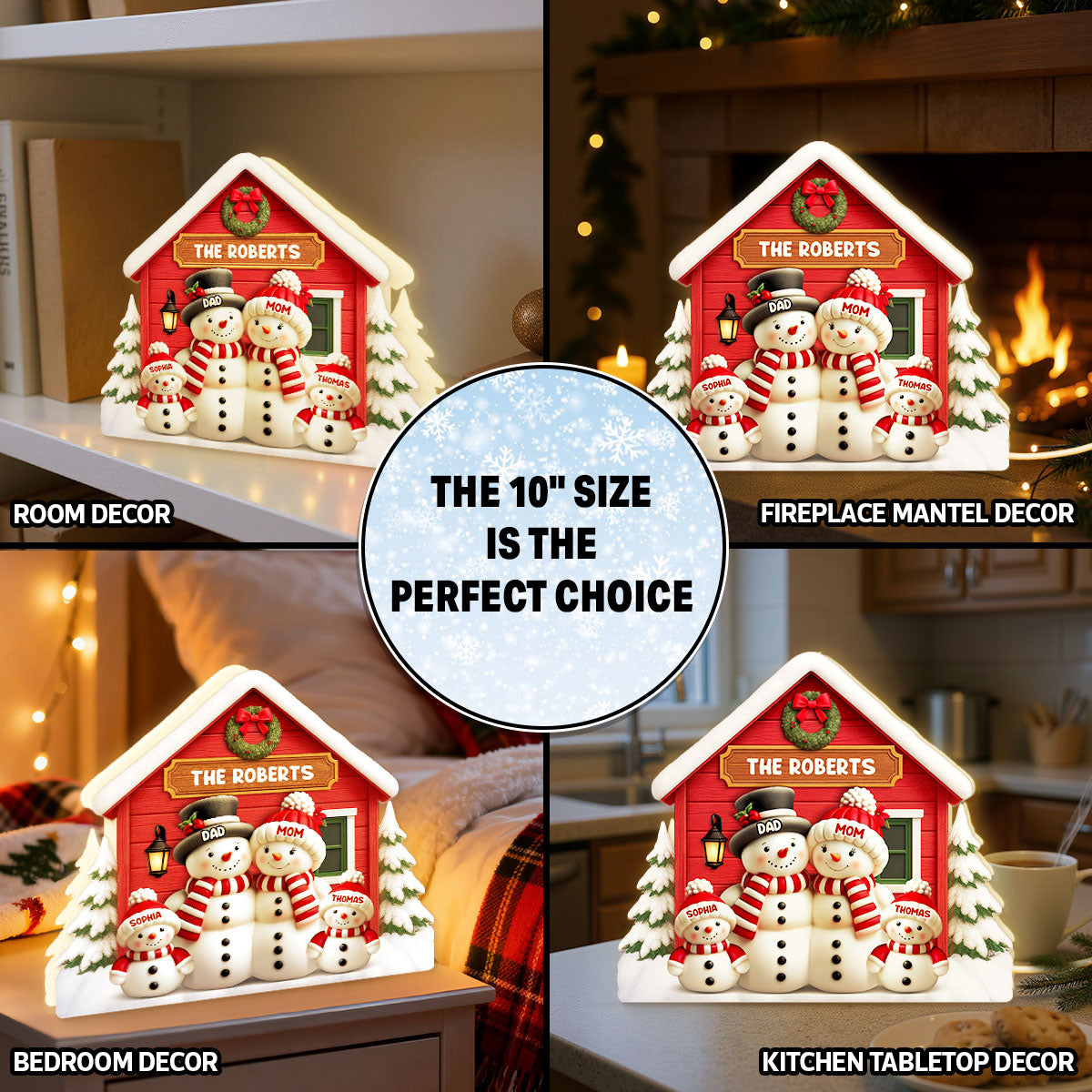 3D Effect Snowman at Grandparents' House Farm House - Personalized Light Box - Christmas Decor For Grandma, Grandpa, Family