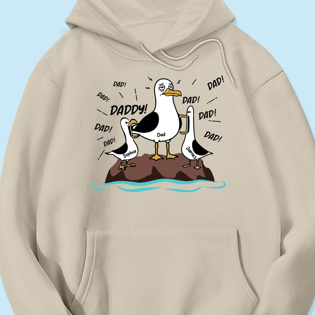 Seagull Dad! Dad! Dad! Tired Seagull & Kids Custom Name - Personalized Shirt - Funny Father's Day Gift For Dad, Husband