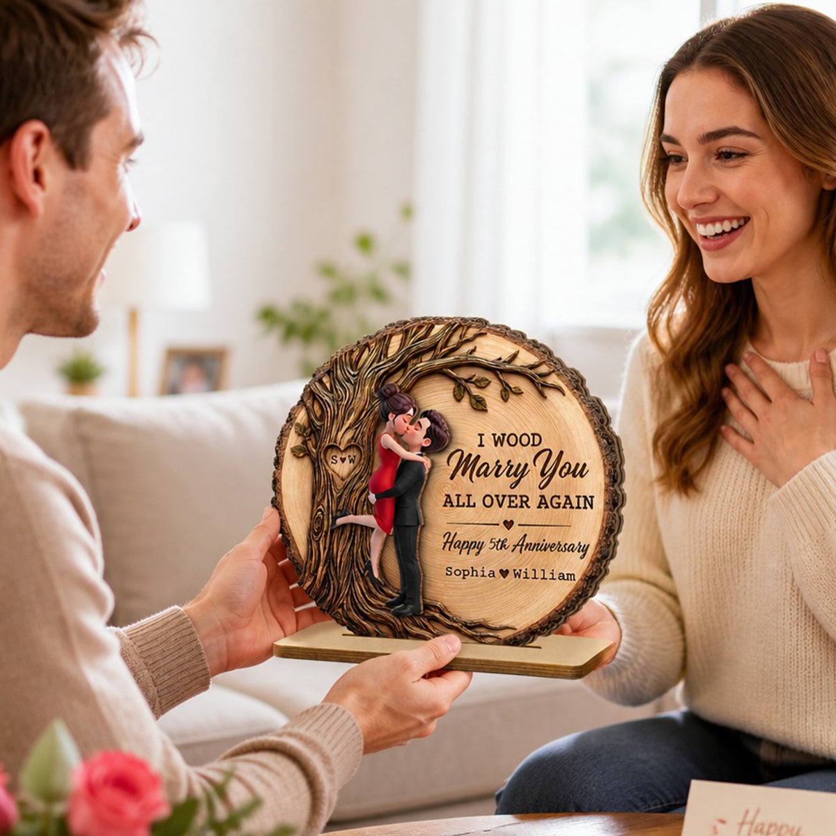 I Would Marry You All Over Again - Personalized 2-Layered Wooden Plaque - Couple Anniversary Gift for Her, for Him