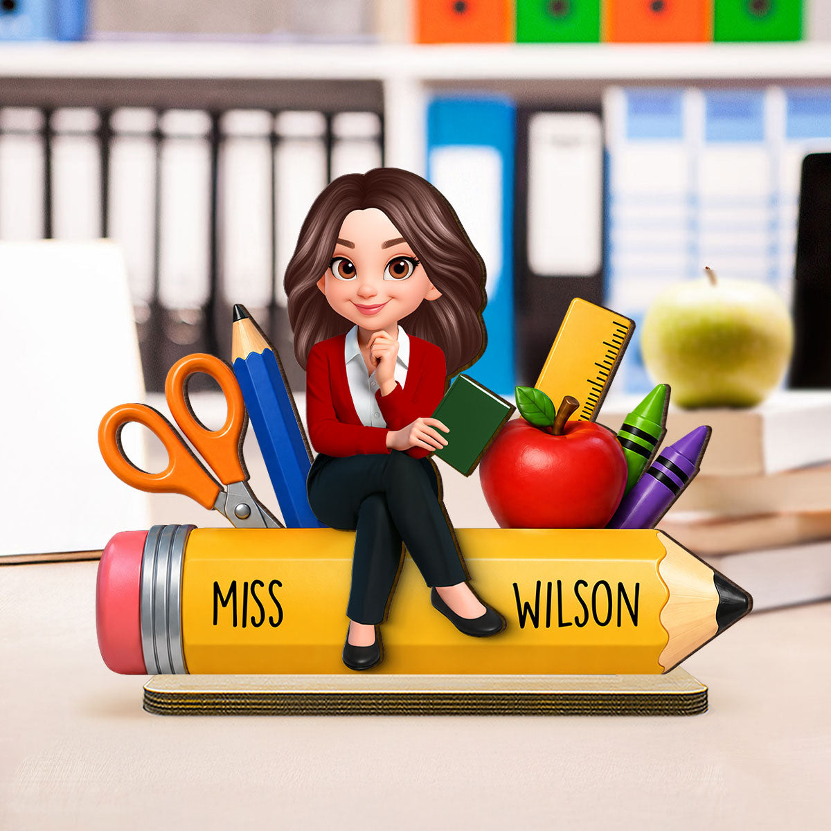 Teacher Life Pencil School Suppliers - Personalized 2-Layered Wooden Plaque - Back To School Gift For Teacher, Classroom Decor