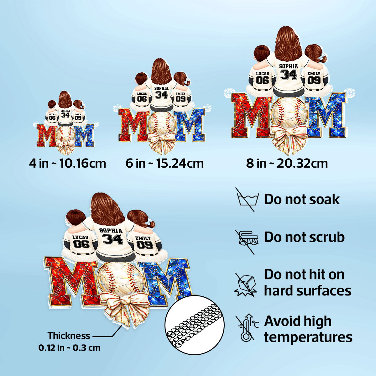 Baseball Mom - Personalized Acrylic Suncatcher - Mother's Day Gift for Mom, Wife