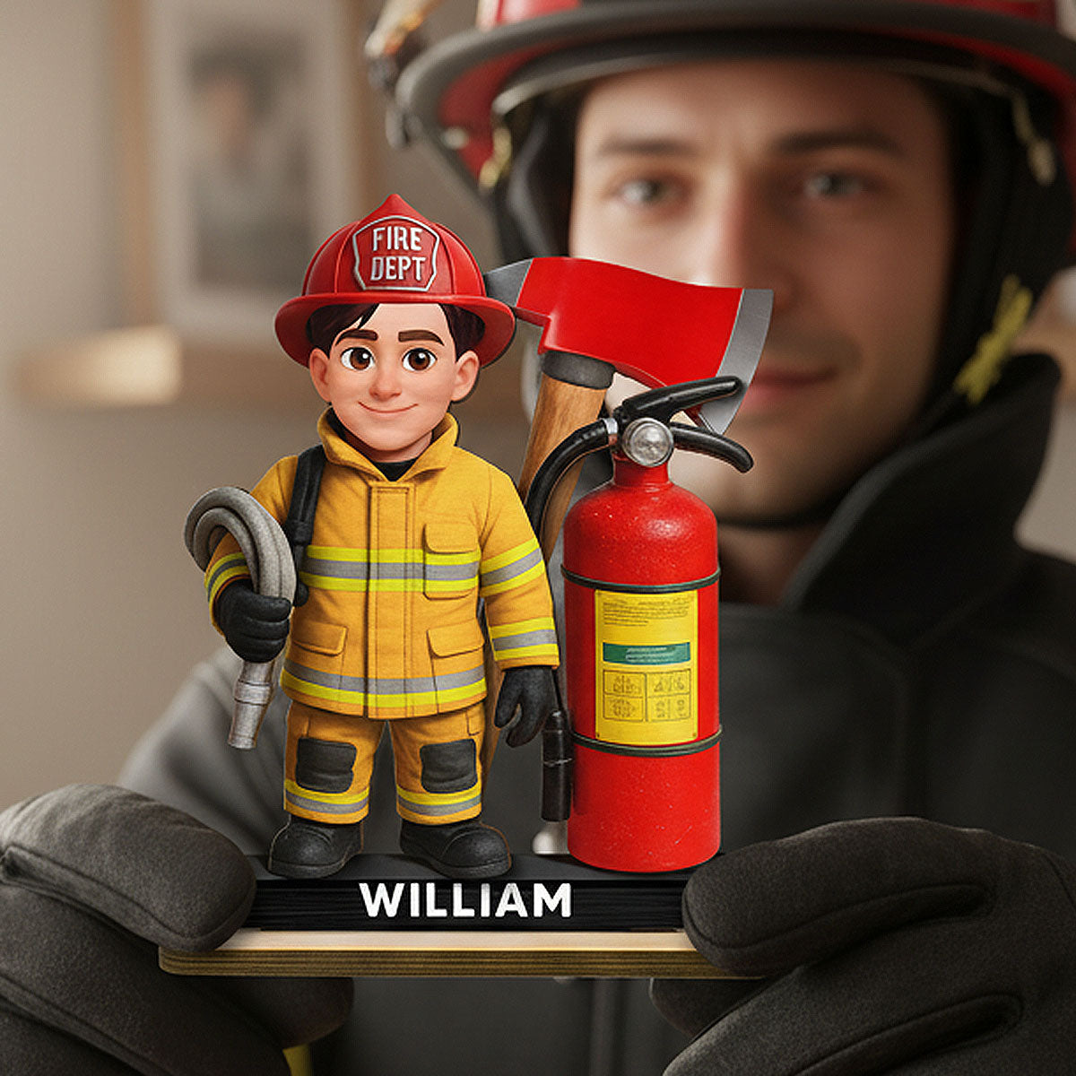 Proud Firefighter - Personalized 2-Layered Wooden Plaque - Gift For Firefighters
