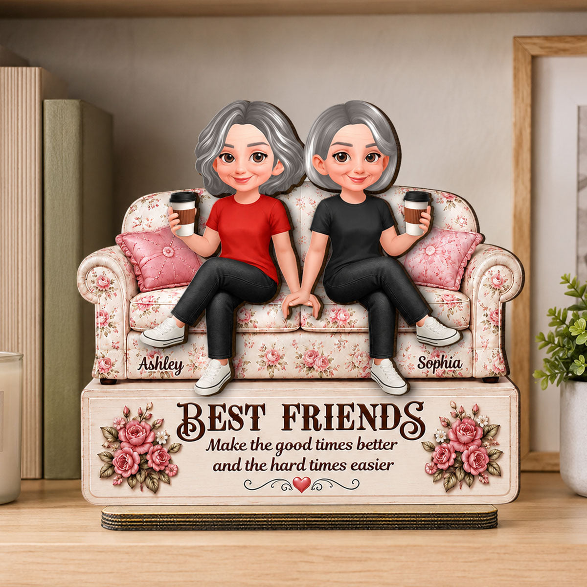 Besties Forever Best Memories Together - Personalized 2-Layered Wooden Plaque - Birthday Gift, Gift For Best Friends