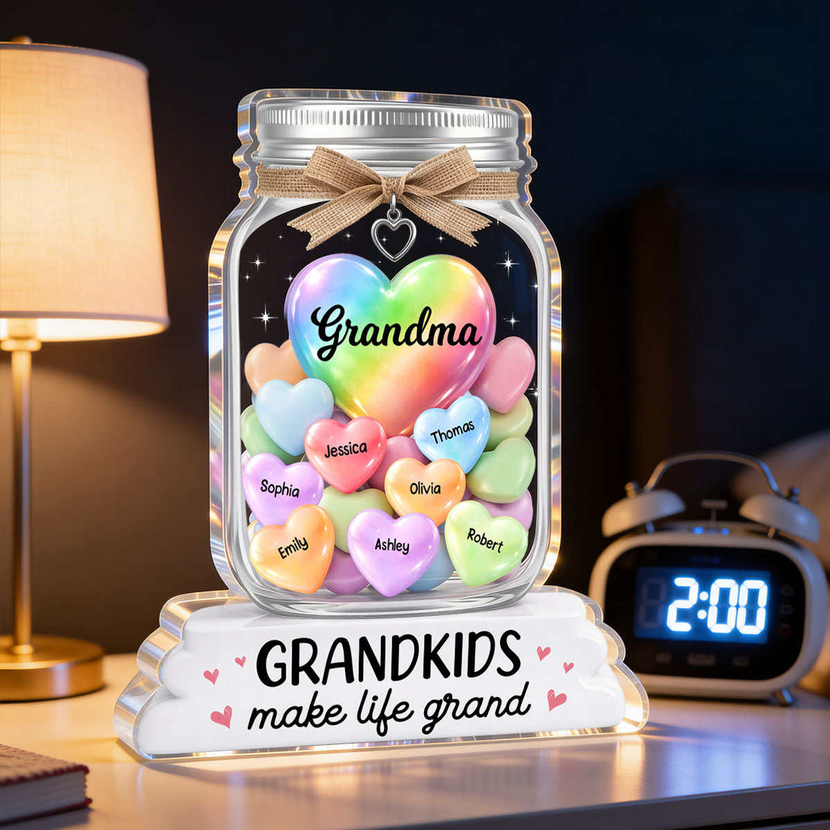 Grandma's Jar of Sweethearts 2D Flat - Personalized Acrylic Block Plaque - Heartfelt Mother's Day Gift For Grandma