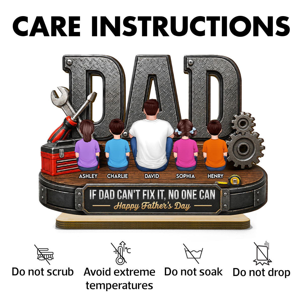 If Dad Can't Fix It No One Can - Personalized 2-Layered Wooden Plaque - Gift For Dad, Husband, DIY Dad, Handyman