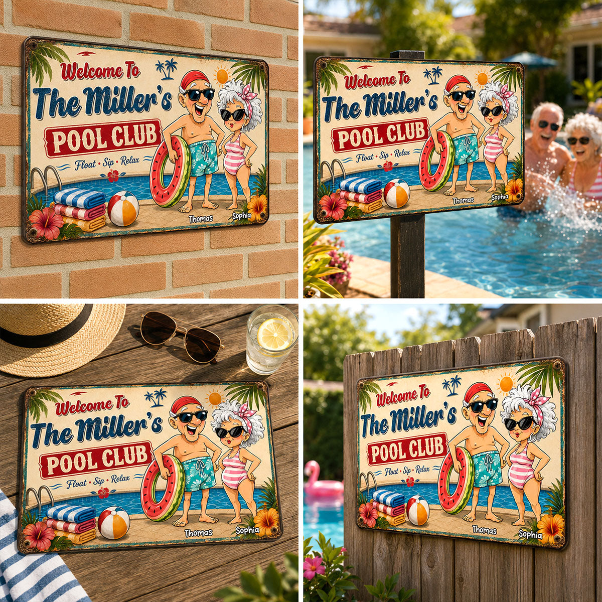Welcome To Our Pool Club - Personalized Pool Metal Sign - Poolside Paradise Decor For Grandparents, Couple