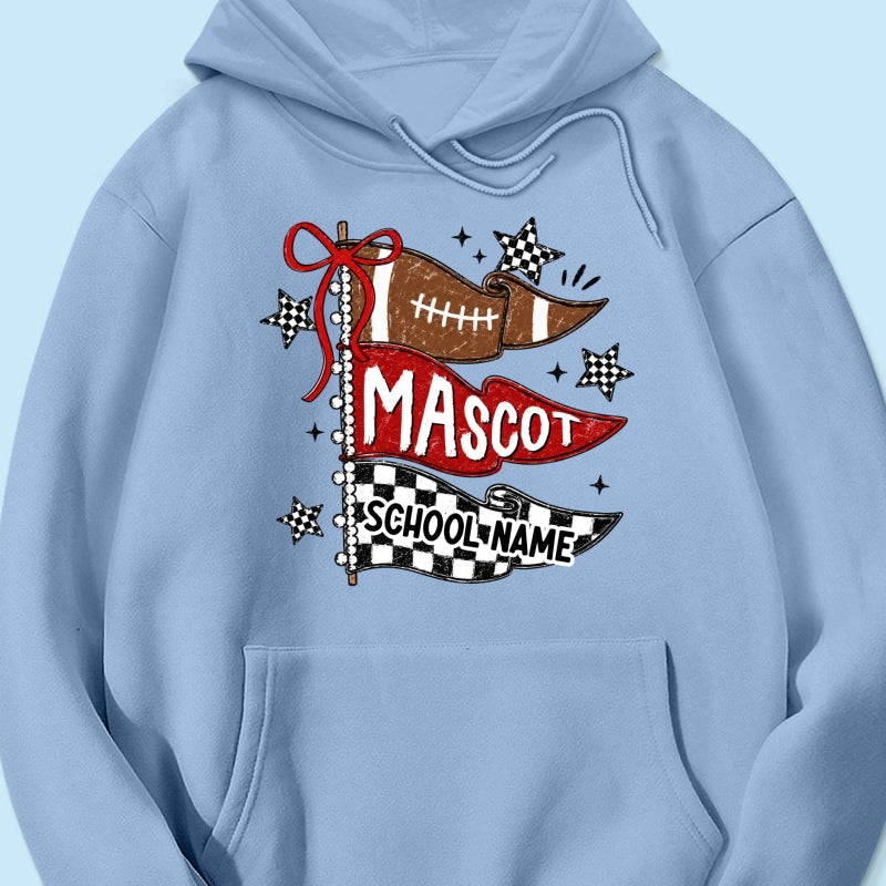 Custom Football Mascot Pennant - Personalized Shirt - School Spirit Shirt, Game Day Shirt For Football Mom