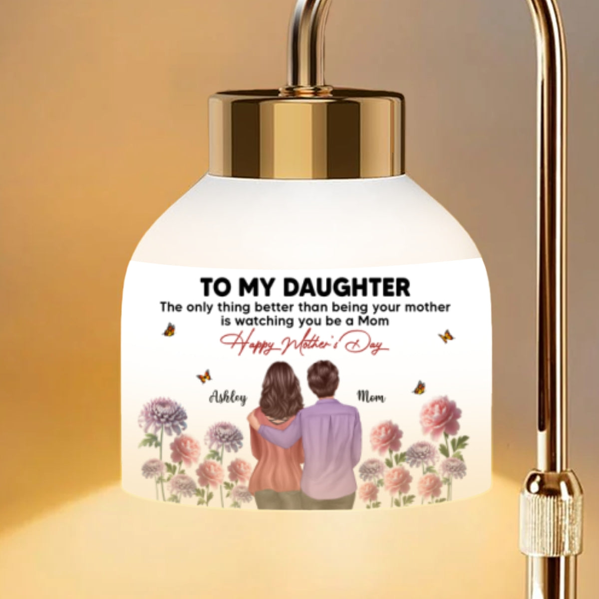 To My Daughter From Mom Birth Month Flower - Personalized Candle Warmer Lamp - Mother's Day