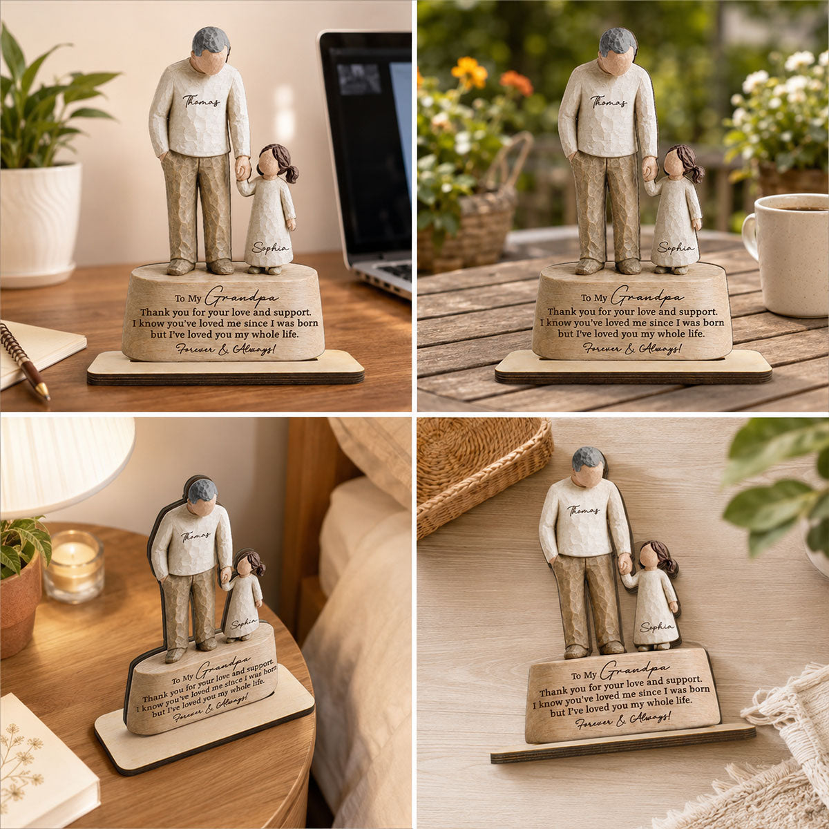 I've Loved You My Whole Life Grandpa & Grandkid 2D Flat Printed - Personalized 2-Layered Wooden Plaque - Sentimental Gift For Grandpa