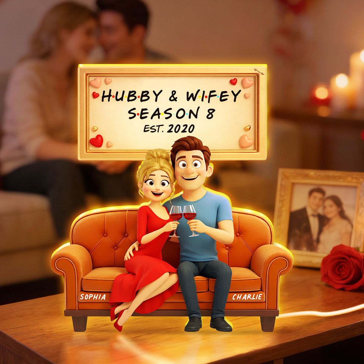 Hubby & Wifey - Personalized Light Box - Gift for Couple, for Wife, for Husband