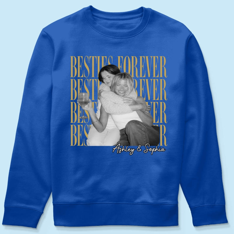 Retro Vintage Besties Upload Photo - Personalized Shirt - Birthday Gift For Best Friends, Matching Friends Group T-shirt