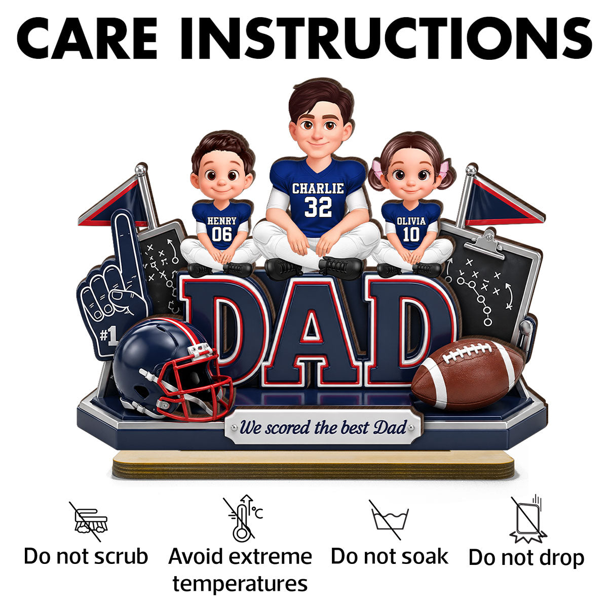 American Football We Scored The Best Dad - Personalized 2-Layered Wooden Plaque - Heartfelt Gift For Football Dad, Gift For Husband