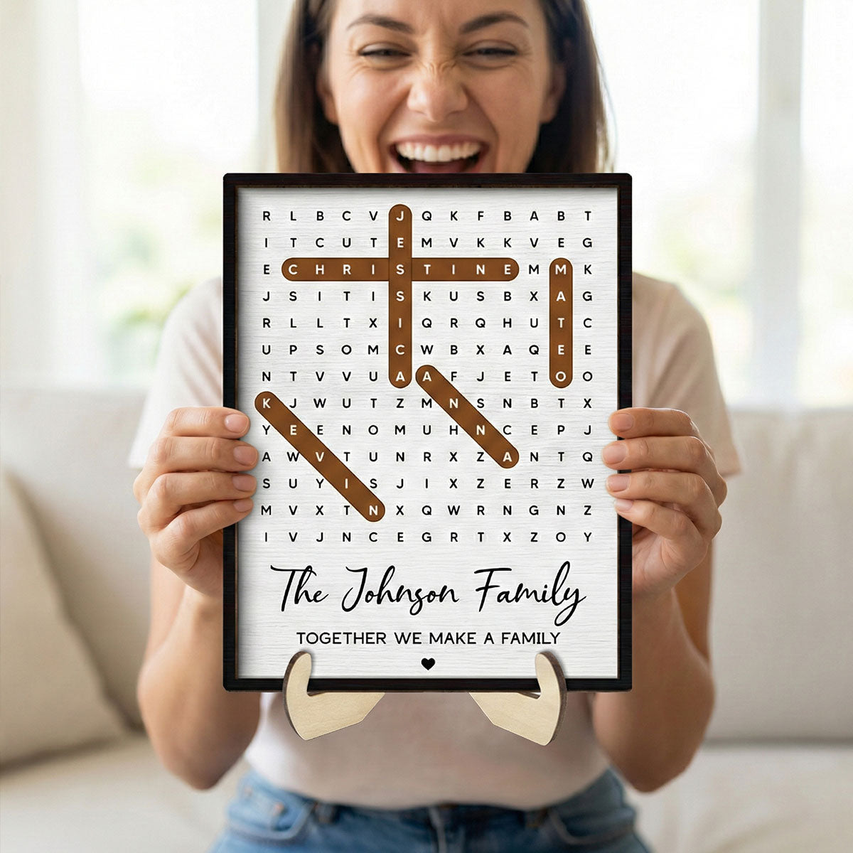 Family Name Word Search Puzzle Created In A Moment, Treasured Forever - Personalized 2-Layered Wooden Plaque