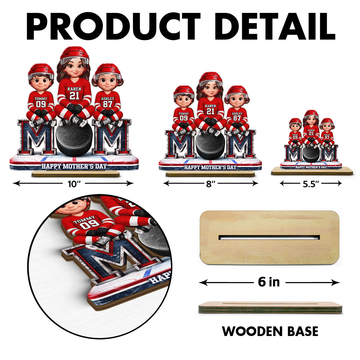 Best Hockey Mom Ever - Personalized 2-Layered Wooden Plaque - Mother's Day Gift For Hockey Mom