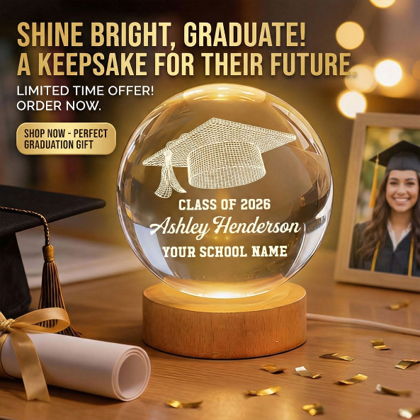 Class Of Graduation Senior Illusion Graduation Cap - Personalized Crystal Ball LED Night Light - Gift For Graduation Day, Graduation Gift, Keepsake
