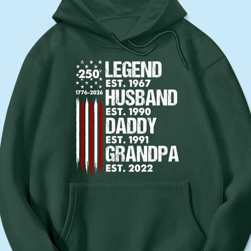 Proud Grandpa Legend Nation Flag American 250th Anniversary - Personalized Shirt - Father's Day Gift For Dad, Grandpa