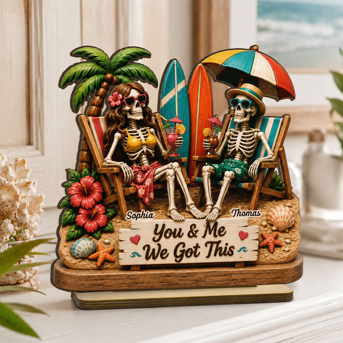 Perfect Summerween Couple Decoration - Personalized Wooden Plaque - Gift For Couple, Him, Her