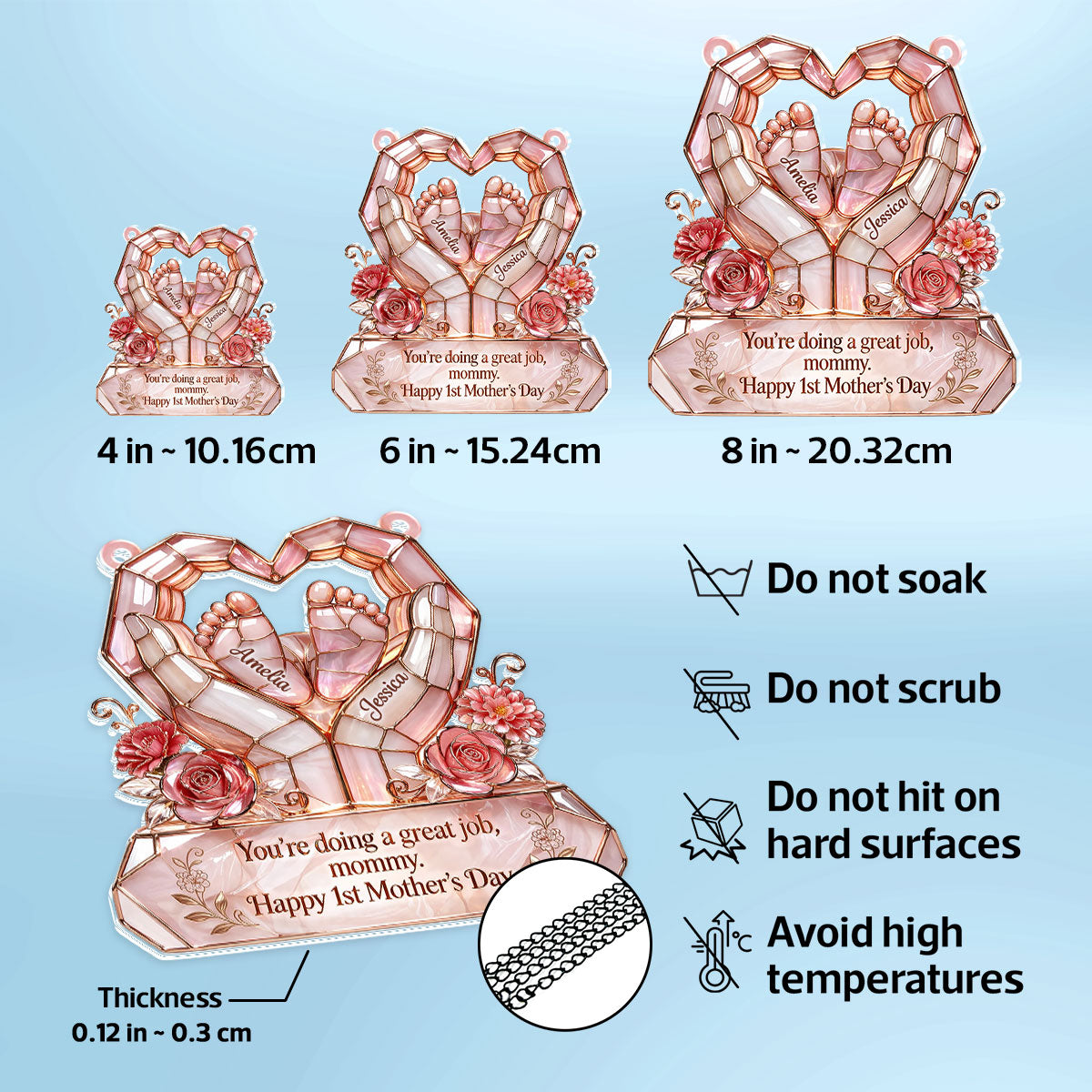 Happy 1st Mother's Day - Personalized Suncatcher - Heartfelt Mother's Day Gift for New Mom, Wife