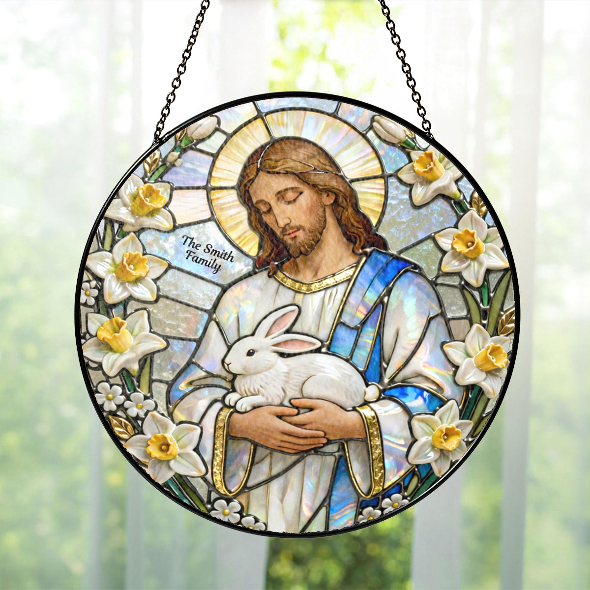 Religious Easter Jesus - Personalized Suncatcher Ornament