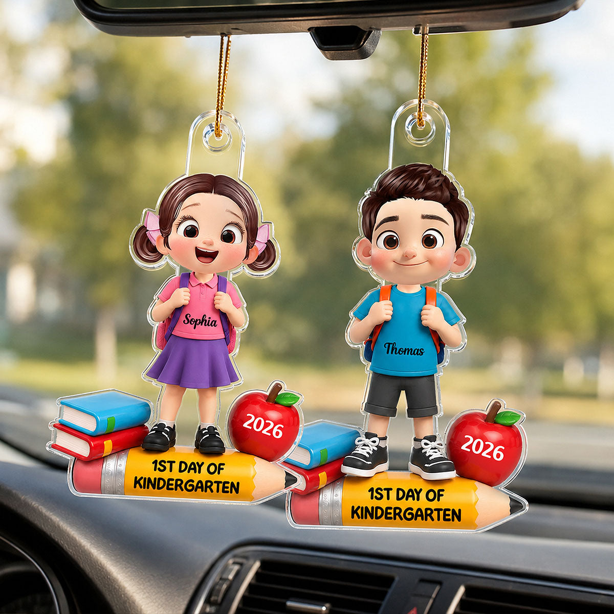 1st Day Of Kindergarten Boy Girl 2D Flat - Personalized Acrylic Ornament - Back To School Gift, Christmas Keepsake