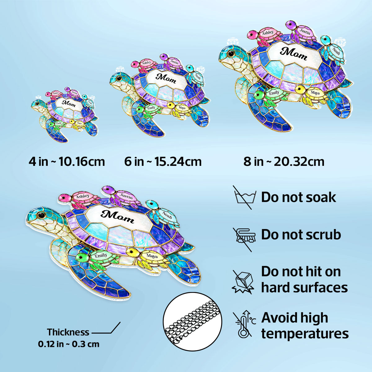 Turtle Mom Grandma - Personalized Suncatcher - Heartfelt Mother's Day Gift for Mom, Grandma, Wife