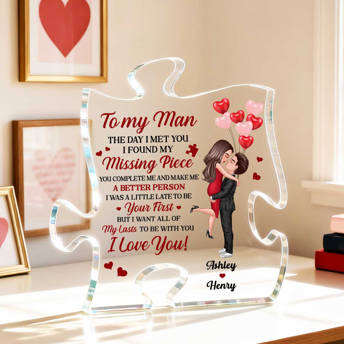 The Day I Met You I Found My Missing Piece - Personalized Puzzle Acrylic Plaque - Gift for Couple, for Him, for Her