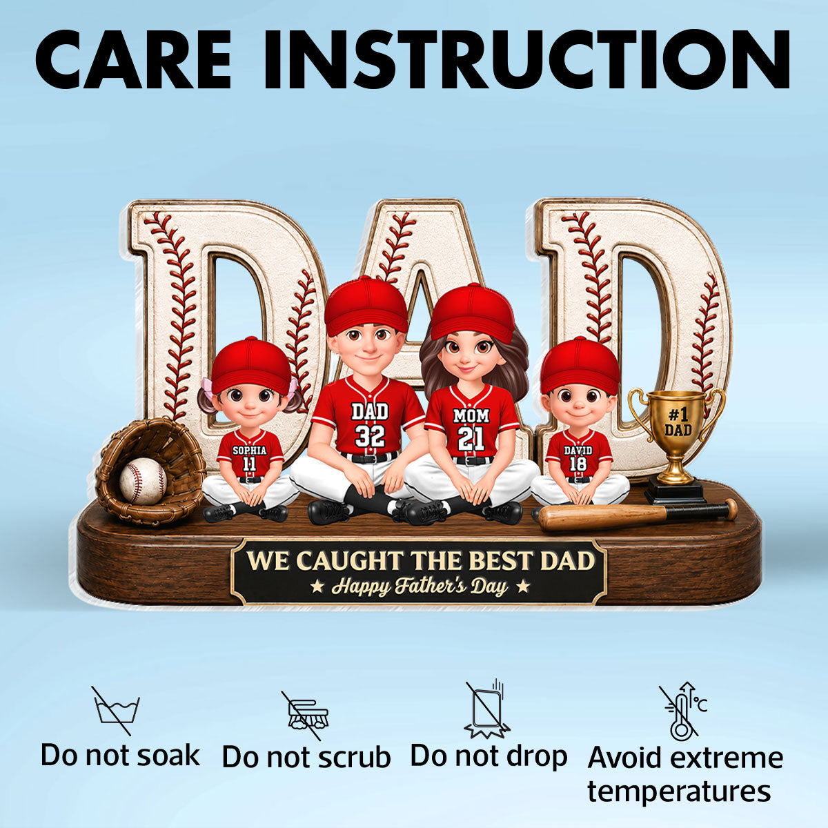 Baseball Legend Daddy's Dream Team - Personalized Acrylic Block Plaque - Gift For Dad