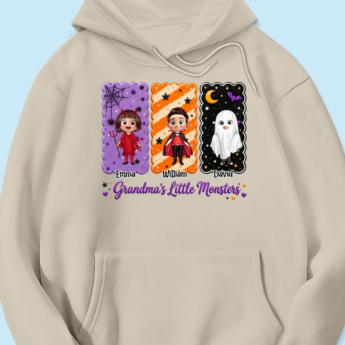 Grandma's Little Monsters Grandkids Halloween - Personalized Shirt - Halloween Gift, Gift For Grandma