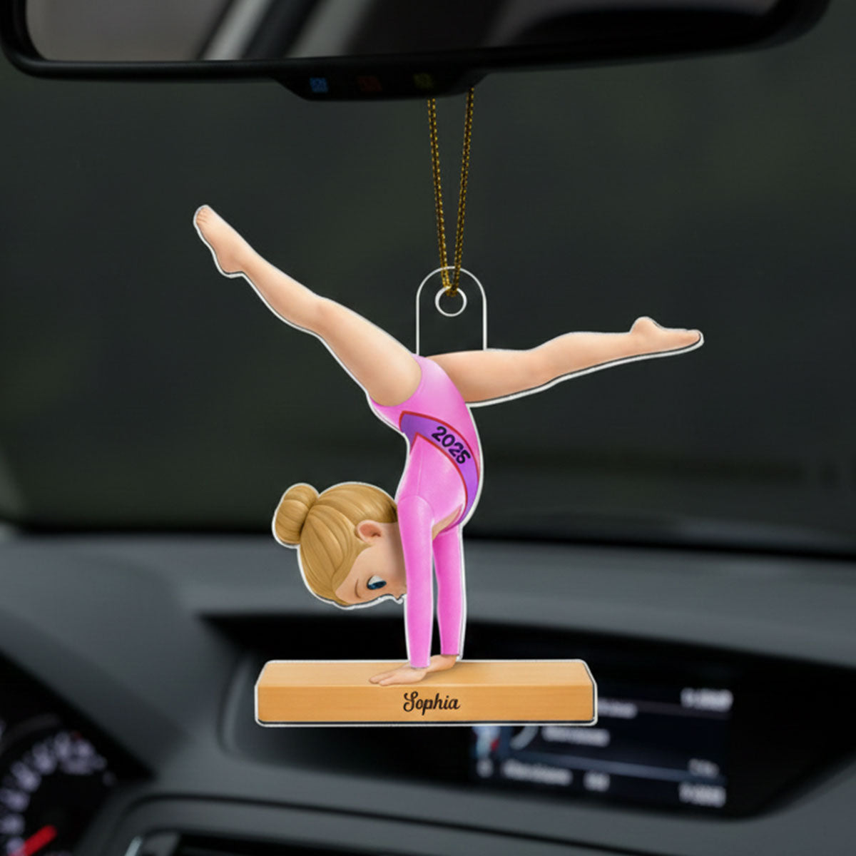 3D Effect Gymnastic Girl Cartwheel Pose - Personalized Acrylic Car Hanger- Gymnast Gift For Daughter, Granddaughter