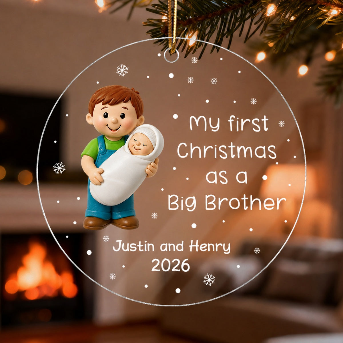 My First Christmas As Big Sister Big Brother - Personalized Acrylic Ornament - Proud New Big Siblings Gift