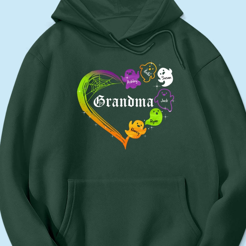 Grandma Boo Crew Heart Halloween Personalized Shirt