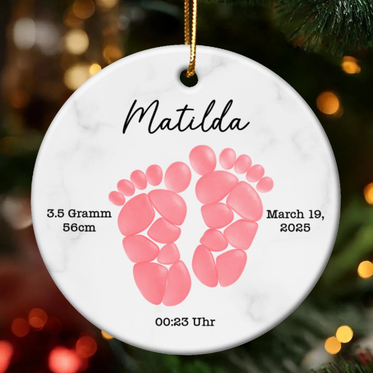 Sea Glass Effect Baby Footprint - Personalized Ceramic Ornament With Acrylic - Christmas Gift for New Parents, Newborn