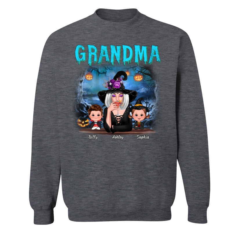 Halloween Night Grandma Witch And Kids Personalized Shirt