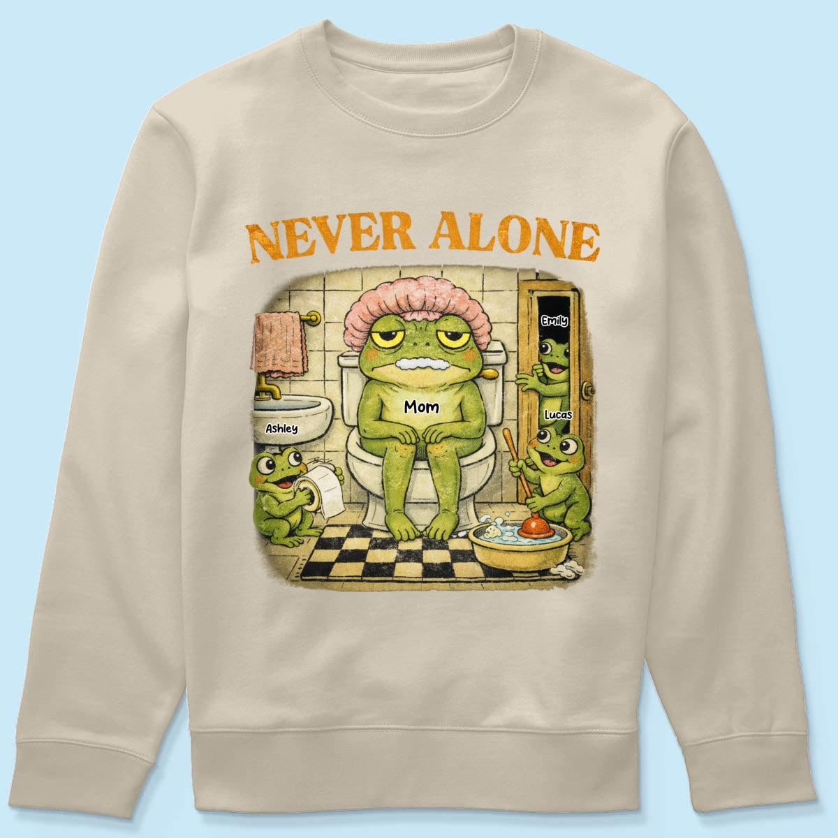 Never Alone Retro Frog - Personalized Shirt - Funny Mother's Day Gift for Mom, Wife, Mom Humor